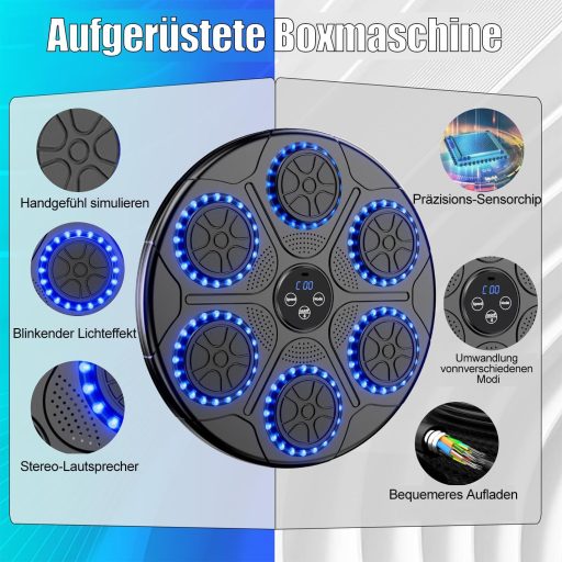 OUNAN Zenedobó Boxzsák Bluetooth-tal, Boxkesztyűvel, Reflexedzéshez és Családi Sporthoz