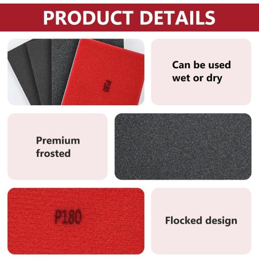 Flintronic 24 db Csiszolószivacs Készlet - Nedves és Száraz Csiszolópapír 9 Különböző Szemcsemérettel - Fa, Fém, Festék és Gipszkarton Munká