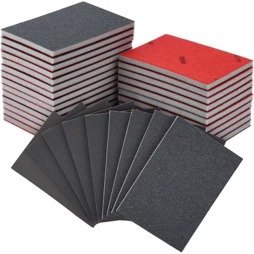 Flintronic 24 komada brusnih spužvi - mokro i suho brusni papir s 9 različitih gradacija - za radove s drvom, metalom, bojom i gips kartonom.