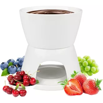   Bohrma Kerámia Fondue Készlet Fehér Csokis és Sajtfondue Edénnyel Gyertyával