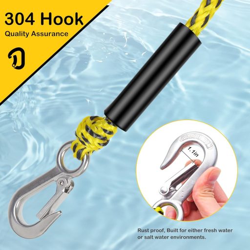 Cyberoctopus Ťažné lano na tubing - nosnosť 5000 lbs, 360° otočná kladka, plávajúce prevedenie, háky z nehrdzavejúcej ocele, 17 a 24 stôp