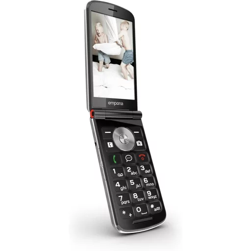 Emporia TouchSmart.3 Flip telefon időseknek, nagy kijelző, vészhívó gomb, nagy billentyűk