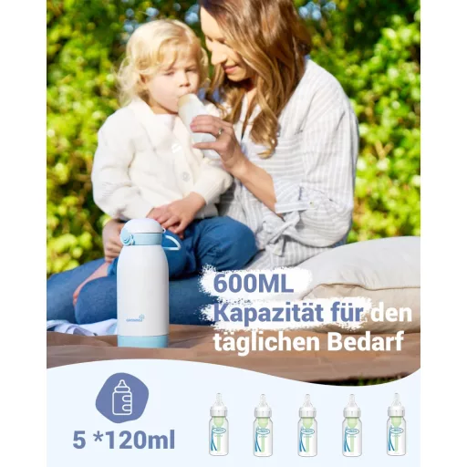 GROWNSY Prijenosni grijač bočica za mlijeko i adaptirano mlijeko, 10000 mAh baterija, brzo zagrijavanje, 600 ml dvostruki kapacitet