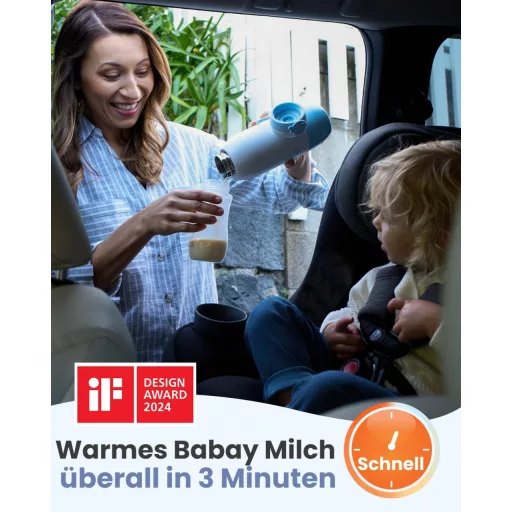 GROWNSY Prijenosni grijač bočica za mlijeko i adaptirano mlijeko, 10000 mAh baterija, brzo zagrijavanje, 600 ml dvostruki kapacitet