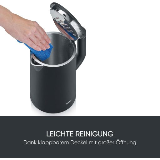 SEVERIN Cool-Touch Vízforraló 1,7L LED Hőmérsékleti Kijelzővel Fekete
