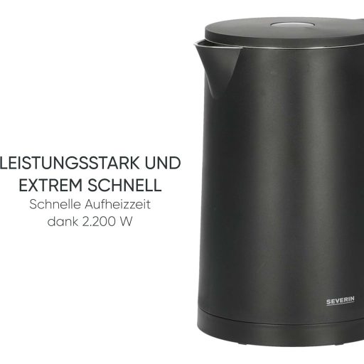 SEVERIN Cool-Touch Vízforraló 1,7L LED Hőmérsékleti Kijelzővel Fekete