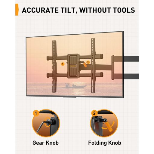 Perlegear Mozgatható TV Fali Tartó 32-65 Colos Tévéhez, 60kg Terhelhetőség, ±90° Forgatható