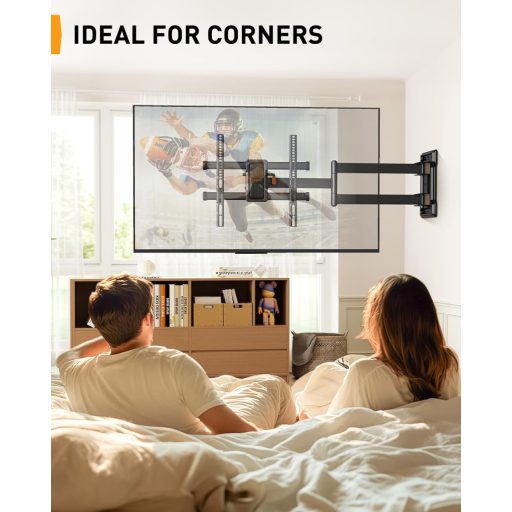 Perlegear Mozgatható TV Fali Tartó 32-65 Colos Tévéhez, 60kg Terhelhetőség, ±90° Forgatható