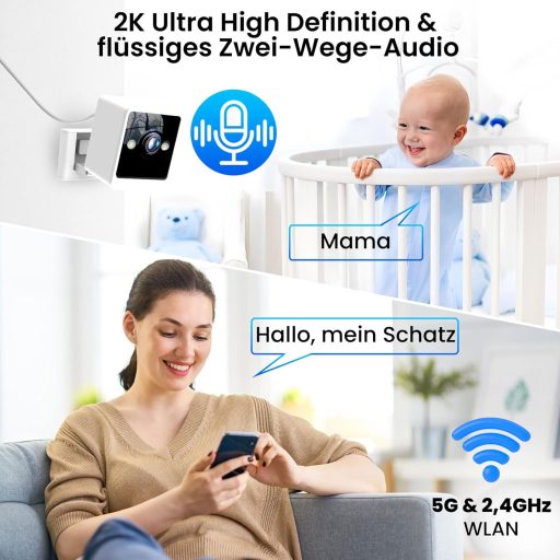 WiFi Biztonsági Kamera Beltéri Mozgásérzékelős Éjjellátó Kétirányú Audio SD Felhő