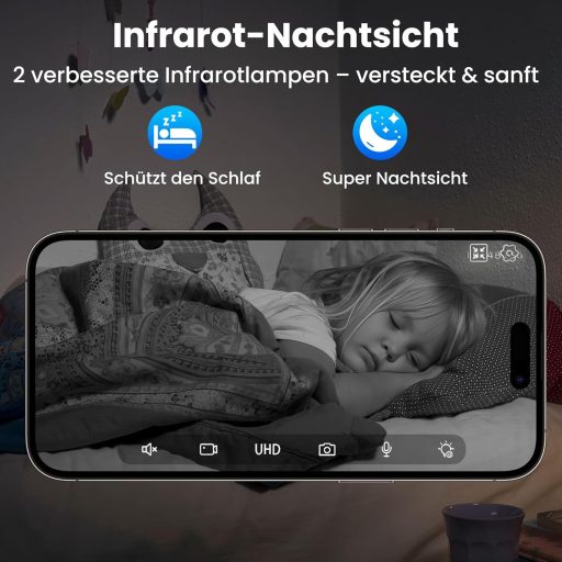 Cameră de supraveghere WiFi de interior cu detecție mișcare, vedere nocturnă, audio bidirecțional, SD și Cloud