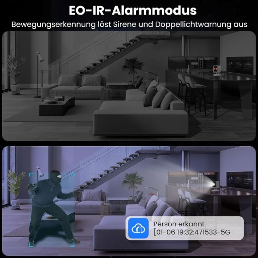 Cameră de supraveghere WiFi de interior cu detecție mișcare, vedere nocturnă, audio bidirecțional, SD și Cloud