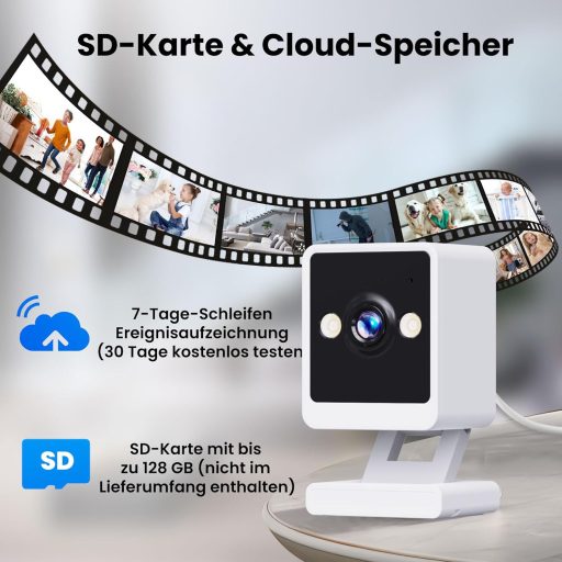 Cameră de supraveghere WiFi de interior cu detecție mișcare, vedere nocturnă, audio bidirecțional, SD și Cloud