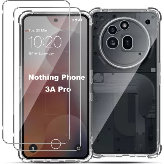   Husă LiiLaa pentru Nothing Phone 3a Pro + 2 folii de protecție din sticlă securizată, silicon TPU, subțire, transparentă, rezistentă la șocuri