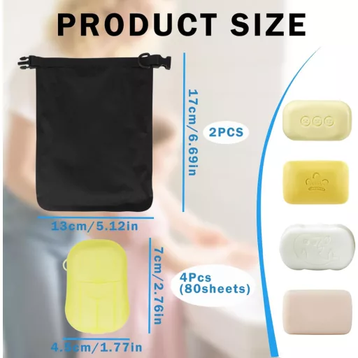 HAOTIAN-X 2 db utazó szappanzsák 4 szappanlappal, vízálló szappantartó