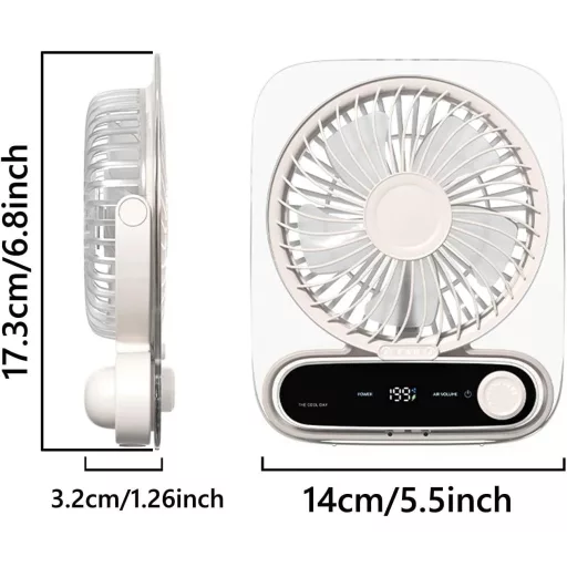 Intckwan Csendes Asztali Ventilátor 199 Fokozat, 3000mAh Akkumulátor, USB, LED, Aromaterápia