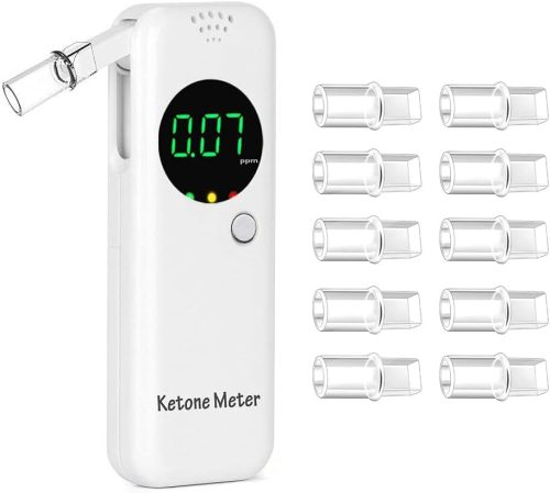 Ketone Atemtester Digitális Ketózis Légzésmérő, Hordozható Ketonteszter 10 Cserélhető Szájrésszel, Ketogén Diétához, Fehér