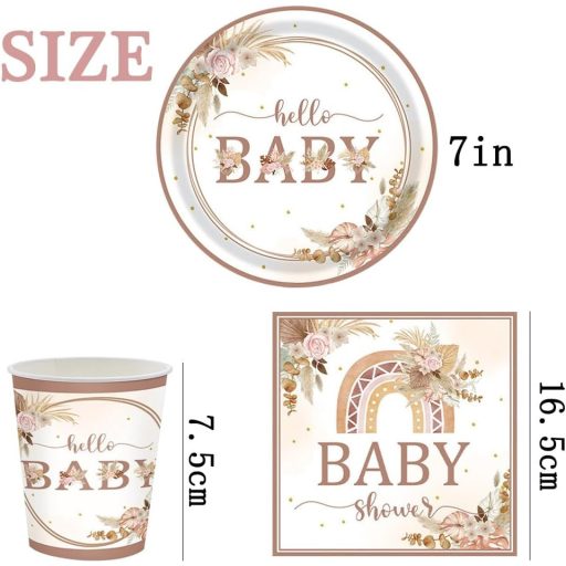 MEZHEN Boho Baba Zuhany Asztalterítő Szett 20 Fős Rainbow Papír Tányér Pohár Szalvéta