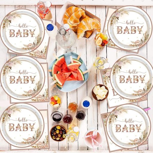 MEZHEN Boho Baba Zuhany Asztalterítő Szett 20 Fős Rainbow Papír Tányér Pohár Szalvéta