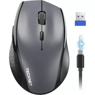   Mouse wireless TECKNET PRO 6400 DPI, ergonomic, 6 butoane, gri