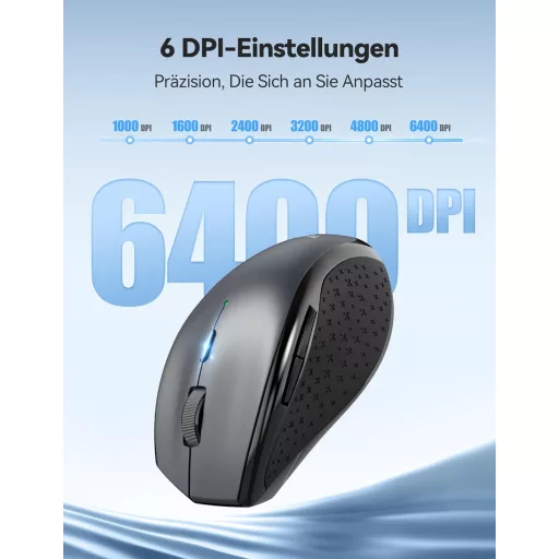 TECKNET PRO Vezeték nélküli egér 6400 DPI, ergonomikus, 6 gomb, szürke