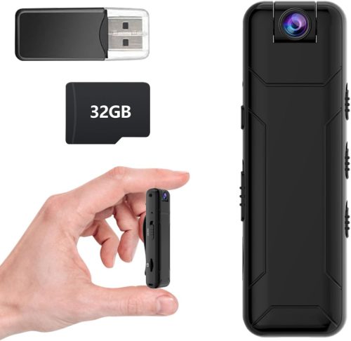 Bextgoo 1080P Mini Testkamera 32GB Kártyával - 10 Órás Üzemidő, 180° Forgatható Lencse, Mozgásérzékelés, Kompakt Kamera Utazáshoz, Kerékpáro