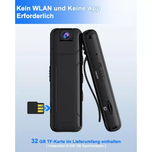Bextgoo 1080P Mini Testkamera 32GB Kártyával - 10 Órás Üzemidő, 180° Forgatható Lencse, Mozgásérzékelés, Kompakt Kamera Utazáshoz, Kerékpáro