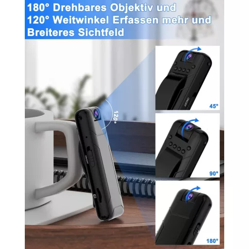 Bextgoo 1080P Mini Testkamera 32GB Kártyával - 10 Órás Üzemidő, 180° Forgatható Lencse, Mozgásérzékelés, Kompakt Kamera Utazáshoz, Kerékpáro