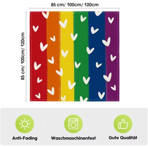 Artoid Mode Szivárvány Love LGBT Mosható Asztalterítő 85x85 cm