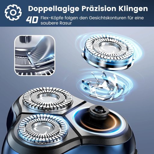 Aparat de ras electric pentru bărbați Uythumidid 6D, umed și uscat, cu baterie, portabil