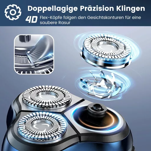 Uythumidid 6D elektromos borotvakészülék férfiaknak, nedves-száraz, akkumulátoros, hordozható