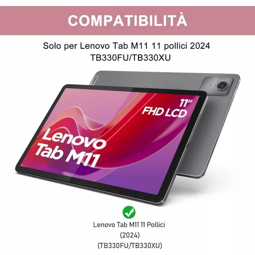WAVATA Lenovo Tab M11 2024 Bluetooth billentyűzet tok Pink mágneses leválasztható
