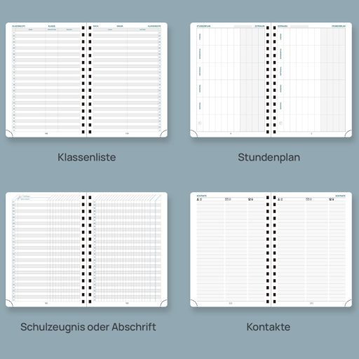 POPRUN Nastavnički Kalendar 2025.-2026. A5 Uvez Prstenasti Maslinasto Zeleni - Nastavnički Planer PU Koža Tvrdi Uvez