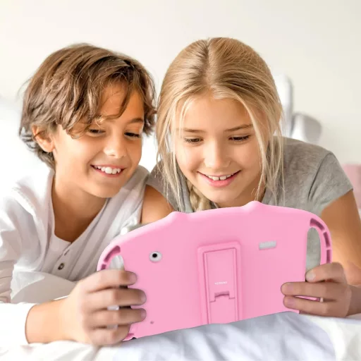 Tabletă pentru copii VESWWE, 7 inch, Android, WiFi, 32 GB, cameră dublă, control parental, pentru copii de 3-14 ani, roz