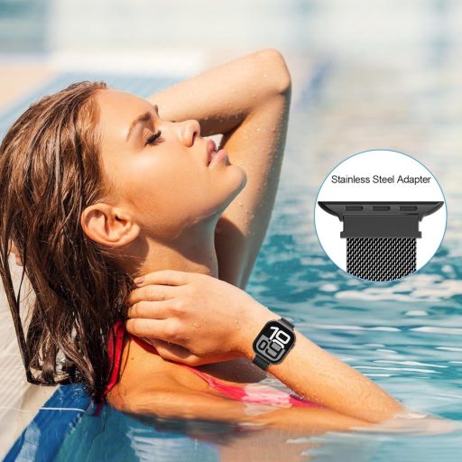 Ochranné puzdro so šesťhranným magnetickým remienkom pre Apple Watch 38-49mm - Milánsky remienok z nehrdzavejúcej ocele pre mužov a ženy iWatch Series 1-10/SE/Ultra