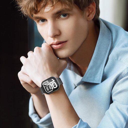 Ochranné puzdro so šesťhranným magnetickým remienkom pre Apple Watch 38-49mm - Milánsky remienok z nehrdzavejúcej ocele pre mužov a ženy iWatch Series 1-10/SE/Ultra