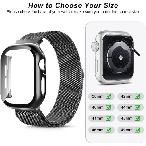 Hexasider Curea Magnetică cu Carcasă de Protecție pentru Apple Watch 38-49mm - Brățară Milaneză din Oțel Inoxidabil pentru Bărbați și Femei iWatch Series 1-10/SE/Ultra