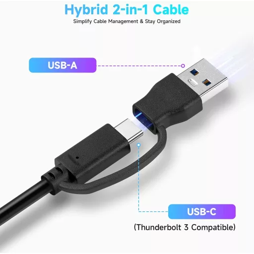 RSHTECH USB-C Hub Ethernet adapterrel, 4 portos USB3.2 elosztó 1Gbps hálózati adapterrel