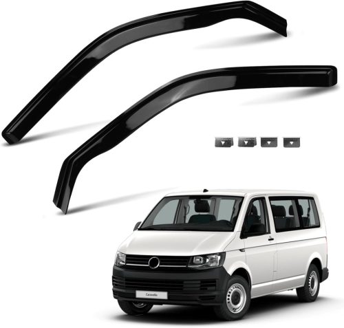 ZWPARTS Szélterelő Készlet VW T5 T6 Modellekhez - 2db Fekete Öntapadós Ablak Légterelő, Eső és Szélvédő, Klipsszel Rögzíthető Oldalsó Ablako