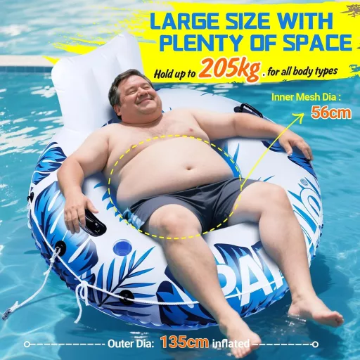Pafolo 135 cm Felfújható Medence Matrac Úszófotel Hálós Alappal 205 kg Teherbírás