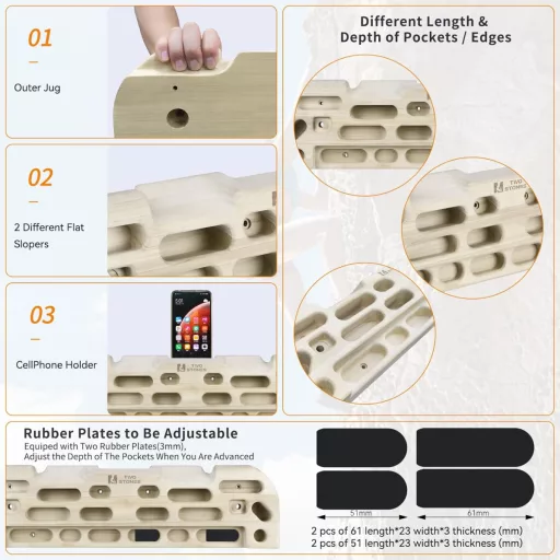 TWO STONES Hangboard Ajtóra Szerelhető Húzódzkodó Rúd Klettertraining Edzéshez