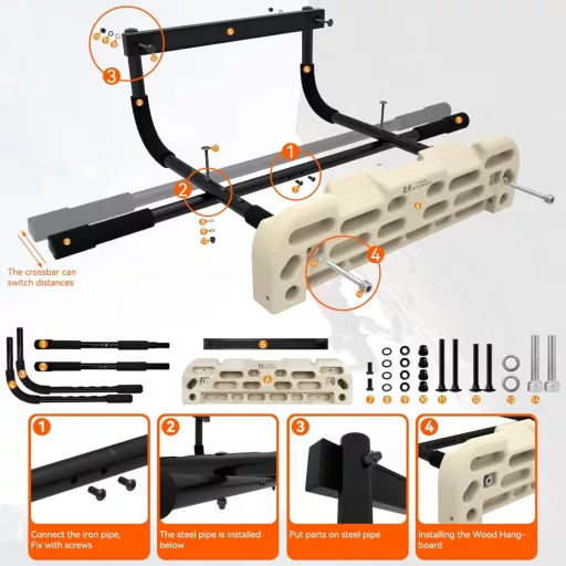 TWO STONES Hangboard Ajtóra Szerelhető Húzódzkodó Rúd Klettertraining Edzéshez