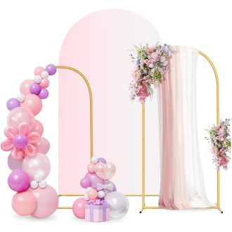   Bingyouth Metalni Vjenčani Lukovi Set 3 kom Zlatni Ukrasni Ružičasti Lukovi za Ceremoniju