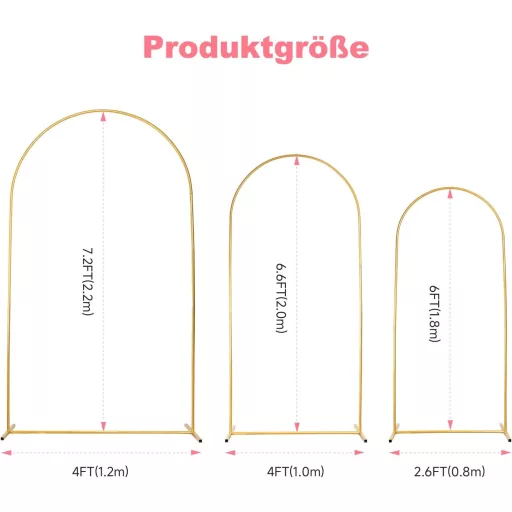 Bingyouth Fém Esküvői Ívek Szett 3 db Arany Dekoráció Rózsaívek Ceremóniához