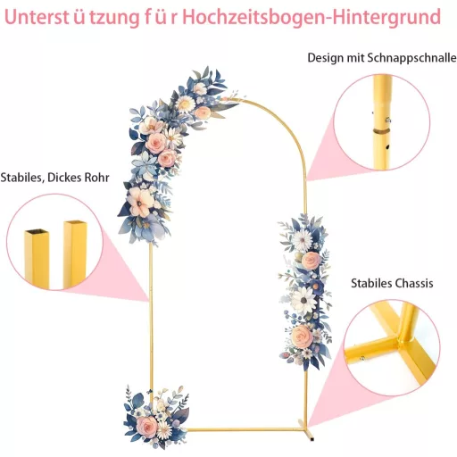 Bingyouth Fém Esküvői Ívek Szett 3 db Arany Dekoráció Rózsaívek Ceremóniához