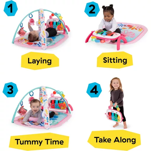Baby Einstein Ocean Explorers 4az1-ben zenélő játék zongorával, 70+ hang, rózsaszín - 4-in-1 Kickin Tunes Pink
