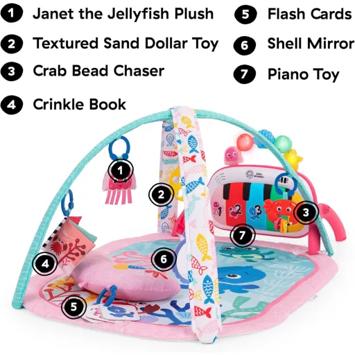Baby Einstein Ocean Explorers 4az1-ben zenélő játék zongorával, 70+ hang, rózsaszín - 4-in-1 Kickin Tunes Pink