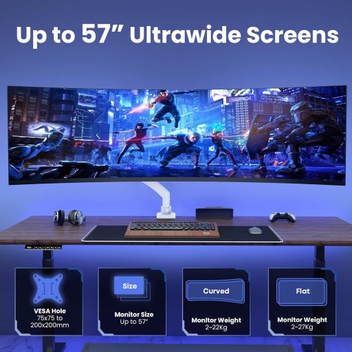 PUTORSEN Monitortartó 22-57" Magasságállítható Asztali Konzol 27kg-ig VESA 200x200