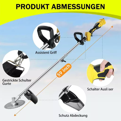 Qiyasjew Akkumulátoros Fűnyíró Makita Akkuhoz, 4 Pengefej, Kefe Vágó