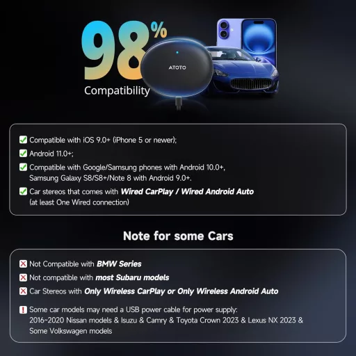 ATOTOZONE AD5 CarPlay AI Box Adaptor auto wireless Android YouTube ChatGPT