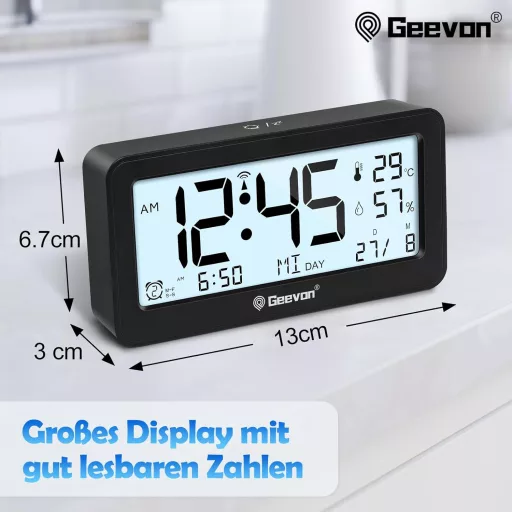 Geevon DCF digitális ébresztőóra rádióval, LED kijelzővel, hőmérővel
